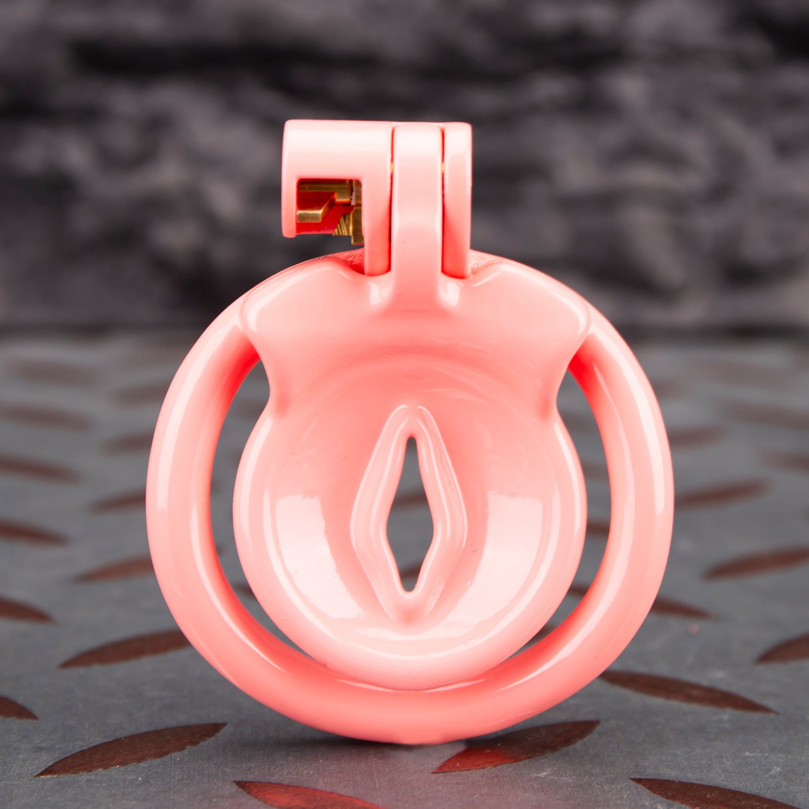 1 Pink Inverted Micro Cock Cage Pussy Small Chastity Cage Curved Ring - Image 1