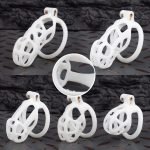 Spikes White Mamba Chastity Cage Lightweight Cock Cage Flat Ring