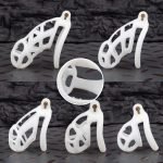 Spikes White Mamba Chastity Cage Lightweight Cock Cage Curved Ring