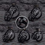 Spikes Black Mamba Chastity Cage Lightweight Cock Cage Flat Ring