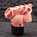 Electric Shock Ghost Pink Sissy Chastity Cage Remote Punishment Cock Cage - Image 3
