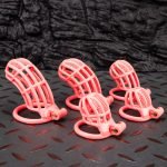 Honeycomb Hollow Lightweight Chastity Cage Pink Sissy Cock Cage Flat Ring - Image 3