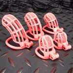 Honeycomb Hollow Lightweight Chastity Cage Pink Sissy Cock Cage Curved Ring - Image 3