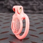 Pink Micro Cock Cage Honeycomb Pussy Small Chastity Cage Flat Ring - Image 2