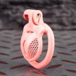 Pink Micro Cock Cage Honeycomb Vagina Small Chastity Cage Flat Ring - Image 2
