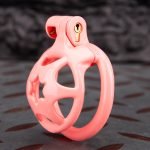 Pink Micro Cock Cage Hexagonal Star Shield Small Chastity Cage Flat Ring - Image 2