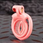 Pink Inverted Micro Cock Cage Honeycomb Pussy Small Chastity Cage Flat Ring - Image 2