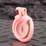 Pink Inverted Micro Cock Cage Honeycomb Pussy Small Chastity Cage Curved Ring - Image 2