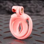 Pink Inverted Micro Cock Cage Pussy Small Chastity Cage Flat Ring - Image 3