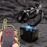 Electric Shock Ghost Black Sissy Chastity Cage Remote Punishment Cock Cage - Image 2