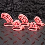 Honeycomb Hollow Lightweight Chastity Cage Pink Sissy Cock Cage Flat Ring - Image 4