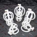 Spikes White Mamba Chastity Cage Lightweight Cock Cage Flat Ring - Image 8