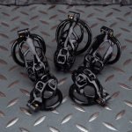 Spikes Black Mamba Chastity Cage Lightweight Cock Cage Flat Ring - Image 3
