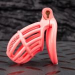 Honeycomb Hollow Lightweight Chastity Cage Pink Sissy Cock Cage Curved Ring - Image 5