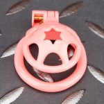 Pink Micro Cock Cage Hexagonal Star Shield Small Chastity Cage Flat Ring - Image 4