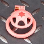 Pink Micro Cock Cage Hexagonal Star Shield Small Chastity Cage Curved Ring - Image 4