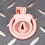 Pink Inverted Micro Cock Cage Honeycomb Pussy Small Chastity Cage Flat Ring - Image 4