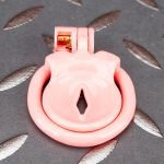Pink Inverted Micro Cock Cage Pussy Small Chastity Cage Flat Ring - Image 5
