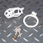 Spikes White Mamba Chastity Cage Lightweight Cock Cage Flat Ring - Image 6