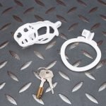 Spikes White Mamba Chastity Cage Lightweight Cock Cage Curved Ring - Image 6