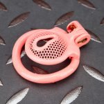 Pink Micro Cock Cage Honeycomb Pussy Small Chastity Cage Curved Ring - Image 5