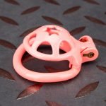 Pink Micro Cock Cage Hexagonal Star Shield Small Chastity Cage Curved Ring - Image 5