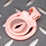 Pink Inverted Micro Cock Cage Honeycomb Pussy Small Chastity Cage Flat Ring - Image 5