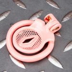 Pink Inverted Micro Cock Cage Honeycomb Pussy Small Chastity Cage Curved Ring - Image 5