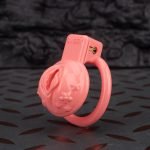 Pink Labia Pussy Sissy Chastity Cage Curved Ring - Image 6
