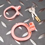 Open Pink Lightweight Chastity Cage Training Device Curved Ring - Image 9