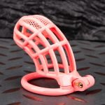 Honeycomb Hollow Lightweight Chastity Cage Pink Sissy Cock Cage Flat Ring - Image 7