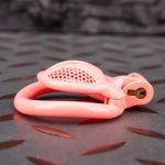 Pink Micro Cock Cage Honeycomb Vagina Small Chastity Cage Curved Ring - Image 6