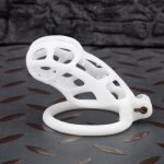 Spikes White Mamba Chastity Cage Lightweight Cock Cage Flat Ring - Image 5