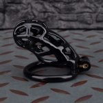 Spikes Black Mamba Chastity Cage Lightweight Cock Cage Flat Ring - Image 5