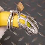Dragon Scale Stainless Steel Chastity Cage Metal Cock Cage With Anti Slip Ring - Image 7