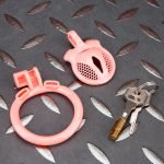 Pink Micro Cock Cage Honeycomb Vagina Small Chastity Cage Curved Ring - Image 7