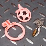 Pink Micro Cock Cage Hexagonal Star Shield Small Chastity Cage Flat Ring - Image 7