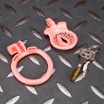 Pink Inverted Micro Cock Cage Honeycomb Pussy Small Chastity Cage Flat Ring - Image 7