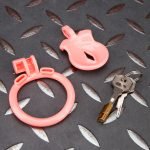 Pink Inverted Micro Cock Cage Pussy Small Chastity Cage Curved Ring - Image 7