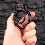 Open Black Lightweight Chastity Cage Training Device Flat Ring - Image 3