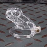 See-Through Ice Transparent Mamba Chastity Cage Flat Ring - Image 5