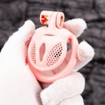 Pink Micro Cock Cage Honeycomb Vagina Small Chastity Cage Curved Ring - Image 8