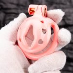 Pink Micro Cock Cage Love Vagina Small Chastity Cage Flat Ring - Image 8
