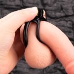 Open Black Lightweight Chastity Cage Training Device Flat Ring - Image 2
