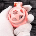 Pink Micro Cock Cage Hexagonal Star Shield Small Chastity Cage Flat Ring - Image 8