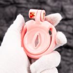 Pink Inverted Micro Cock Cage Pussy Small Chastity Cage Flat Ring - Image 9