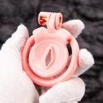 Pink Inverted Micro Cock Cage Pussy Small Chastity Cage Curved Ring - Image 8
