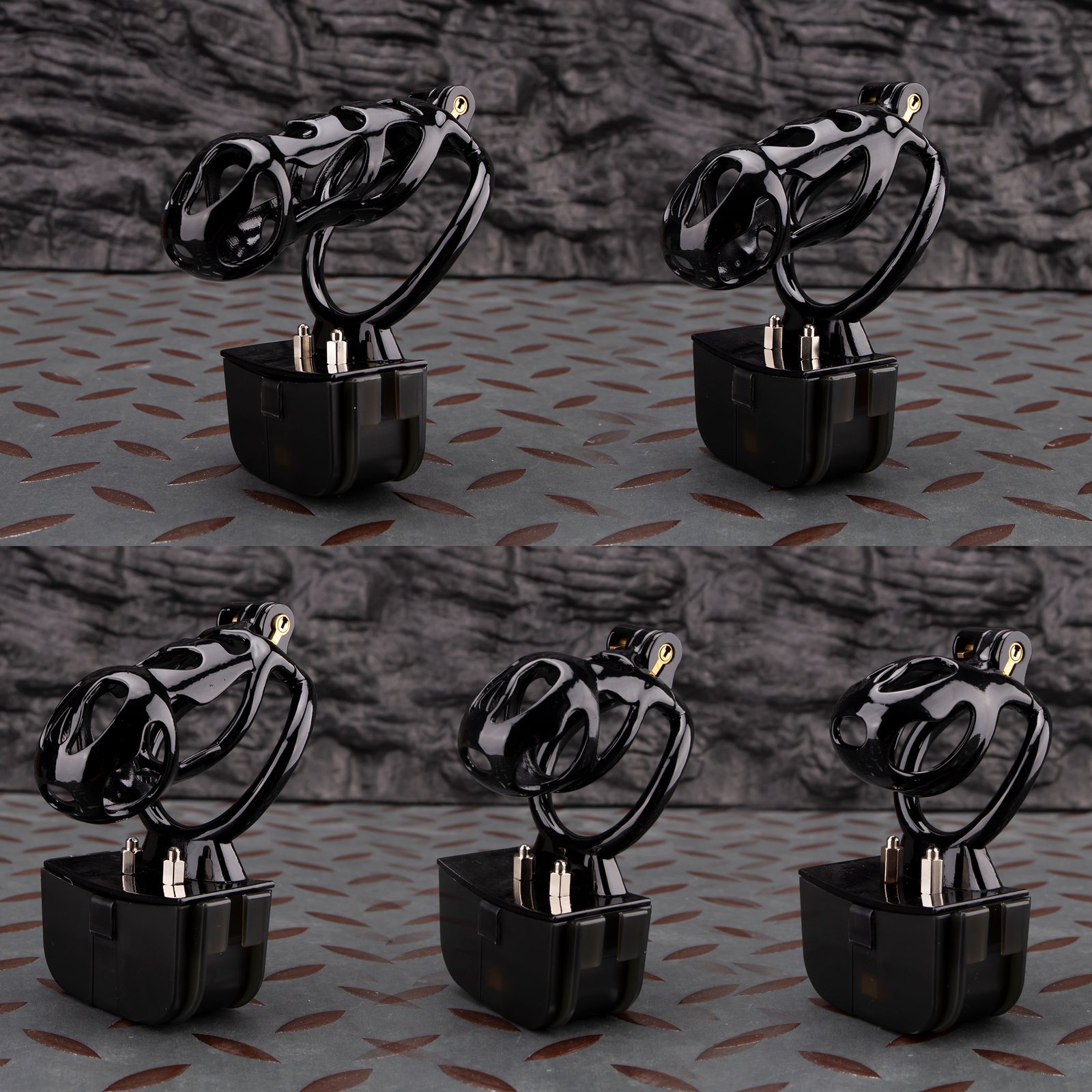 9 Electric Shock Ghost Black Sissy Chastity Cage Remote Punishment Cock Cage - Image 1