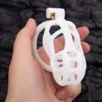 Spikes White Mamba Chastity Cage Lightweight Cock Cage Flat Ring - Image 3