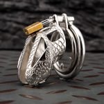 Dragon Scale Stainless Steel Chastity Cage Metal Cock Cage With Anti Slip Ring